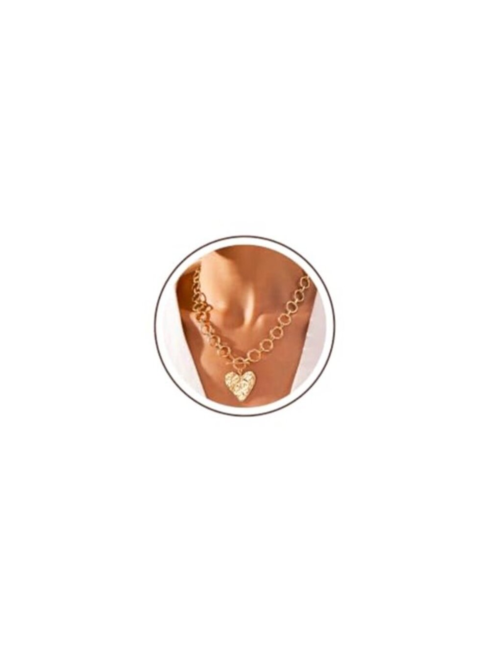 Robaice Chunky Heart Necklace for Women，14K Plated Gold Chain Necklaces